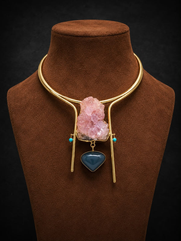 AABHA-Natural Stone Statement Necklace