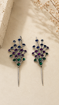 Peacock Plume Enamel Ear Cuffs