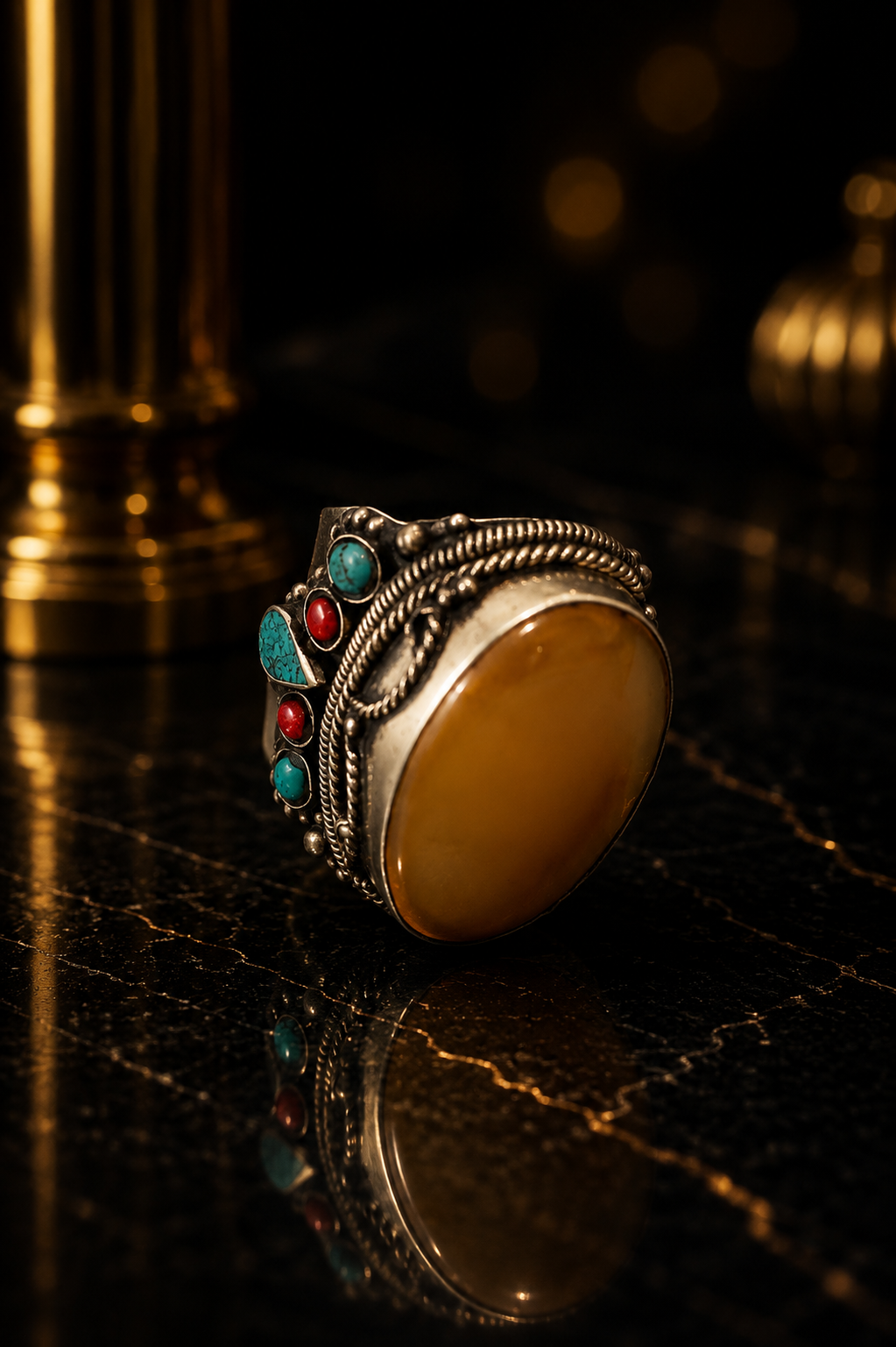 Amber Nomad Signet Ring