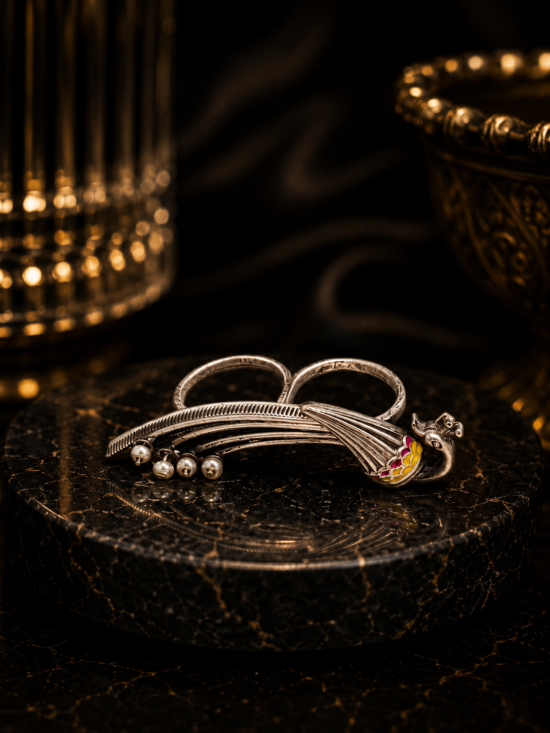 Chidiya charm silver Ring