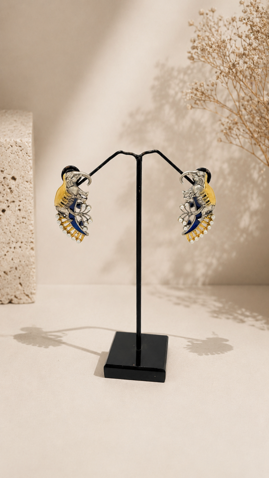 Gilded Elephant Crest Earrings