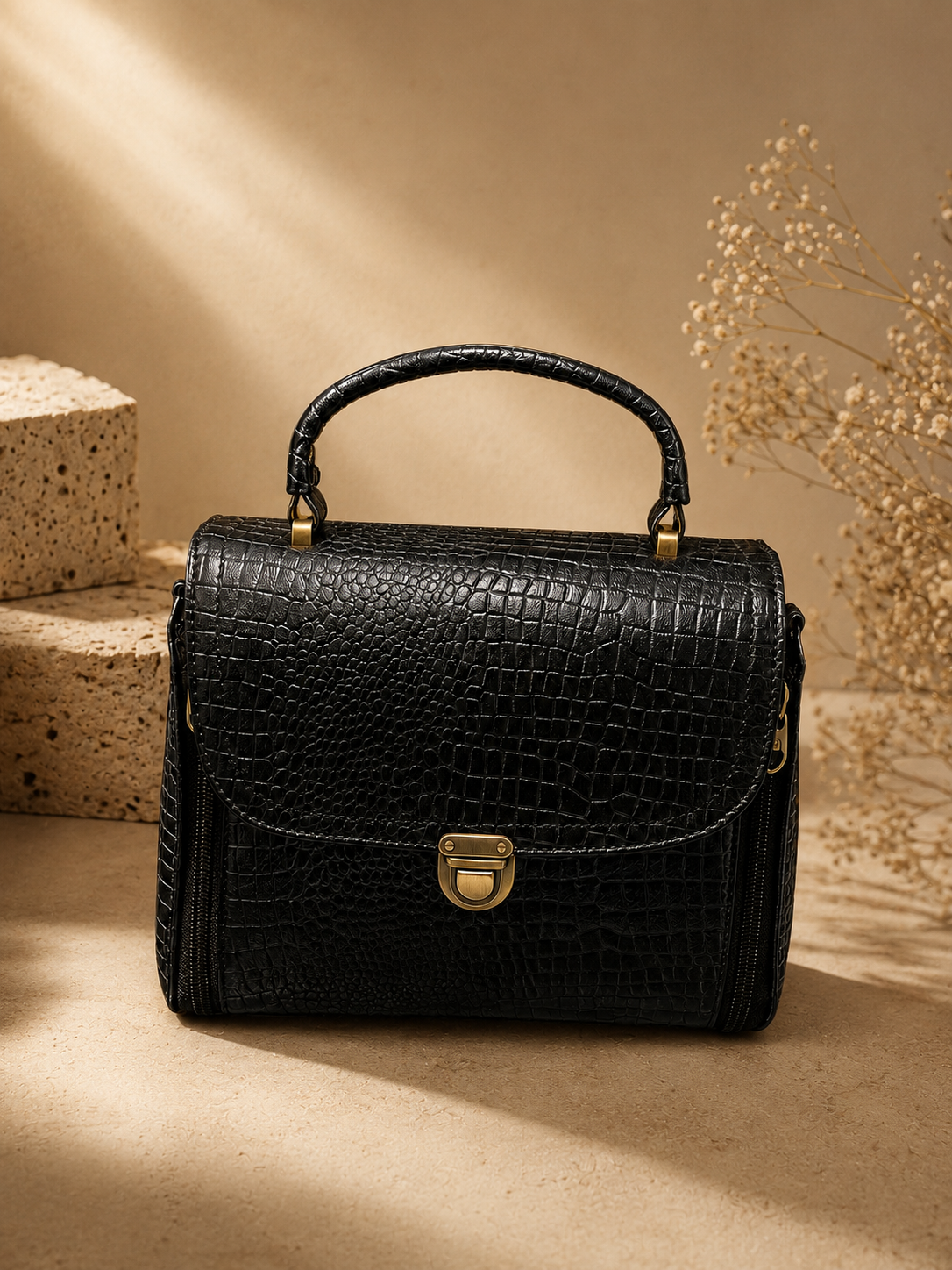 Midnight Croc Satchel Bag