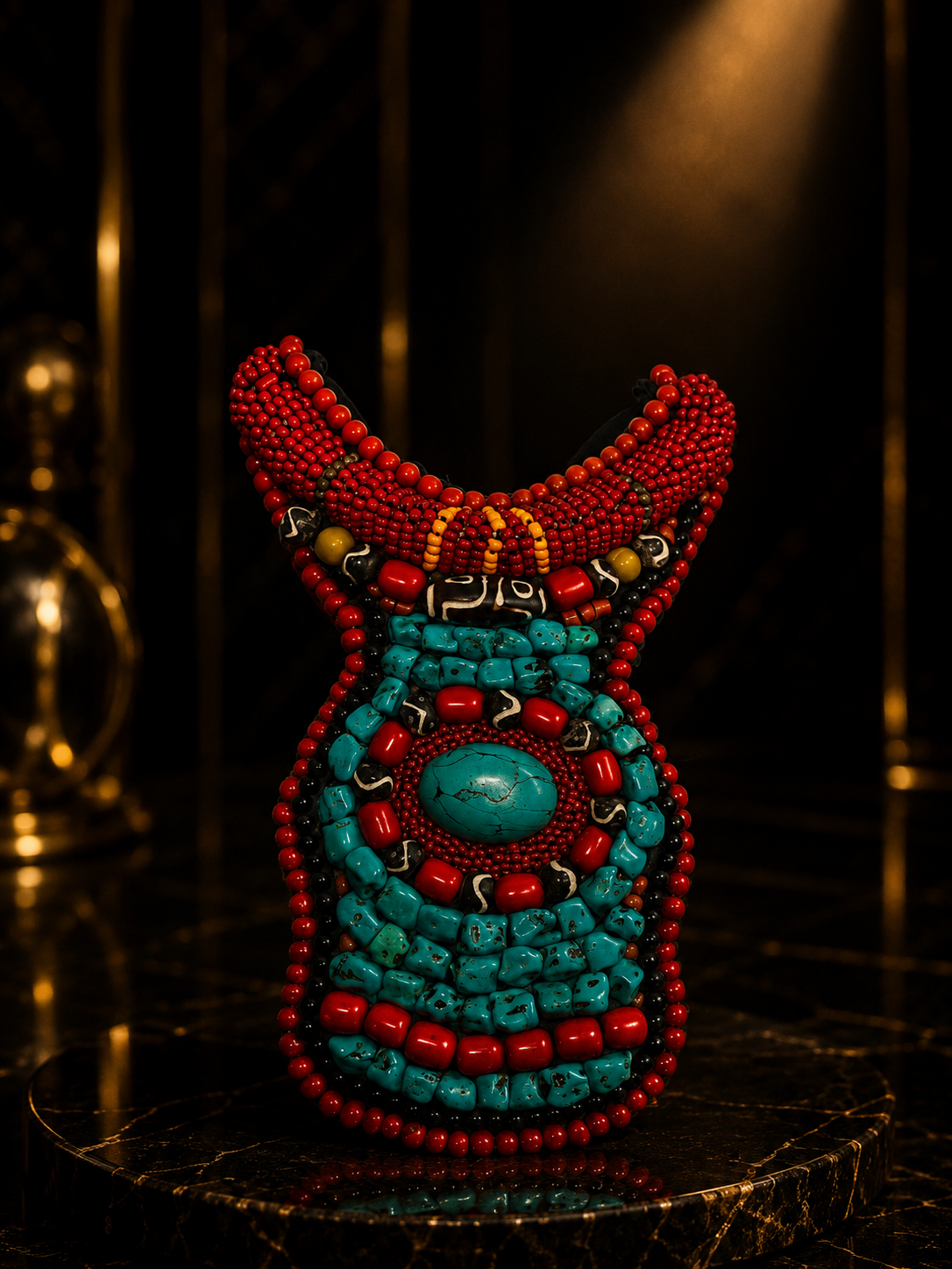Turquoise & Coral Beaded Statement Necklace Inspired by Naga Heritage